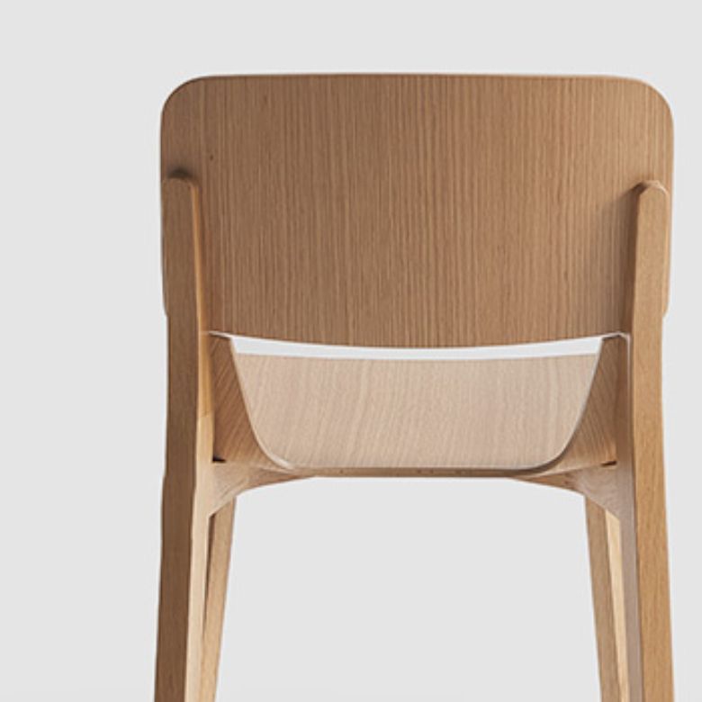 Solid Wood Side Chair Industrial Open Back Dining Chair for Home