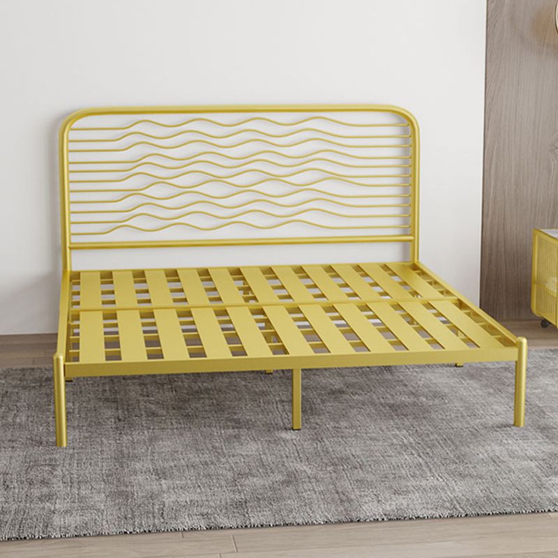 Glam Iron Open-Frame Bed with Rectangle Headboard and Metal Legs