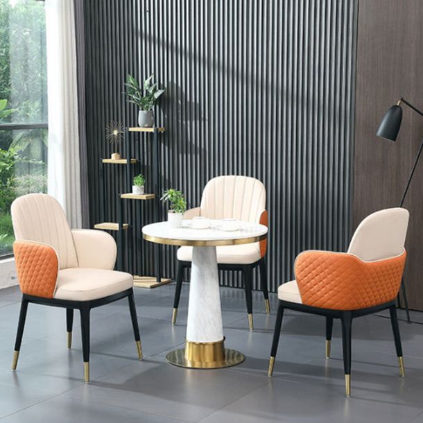 Glam Faux Marble Dining Set Round 1/3/4 Pieces Dining Set for Home Use