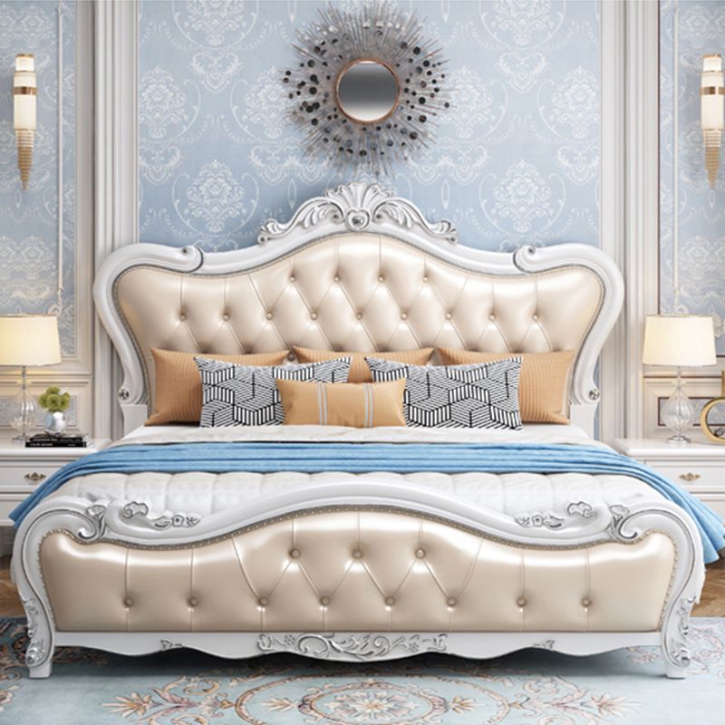 Modern Storage Wood Bed Button-tufted Bed Frame with Headboard