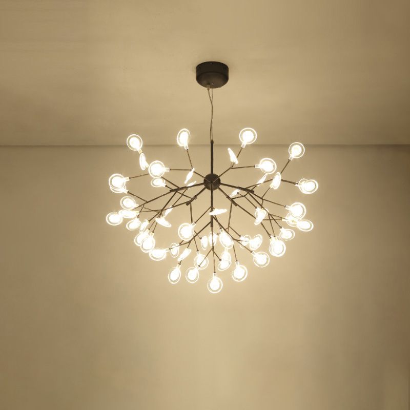 Simplicity Leaf Chandelier Lamp Acrylic Living Room LED Drop Pendant with Branch-Like Wireframe