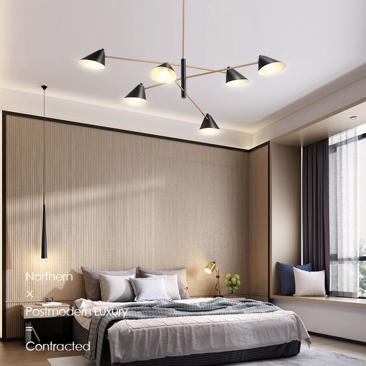 Sala da pranzo a sospensione Luce a sospensione semplice il lampadario nero apparecchiatura illuminazione con tonalità in metallo cono