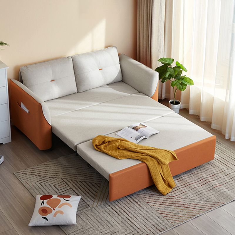 Faux leather Sofa Bed with Pillow Back Convertible Sofa with Magazine Storage