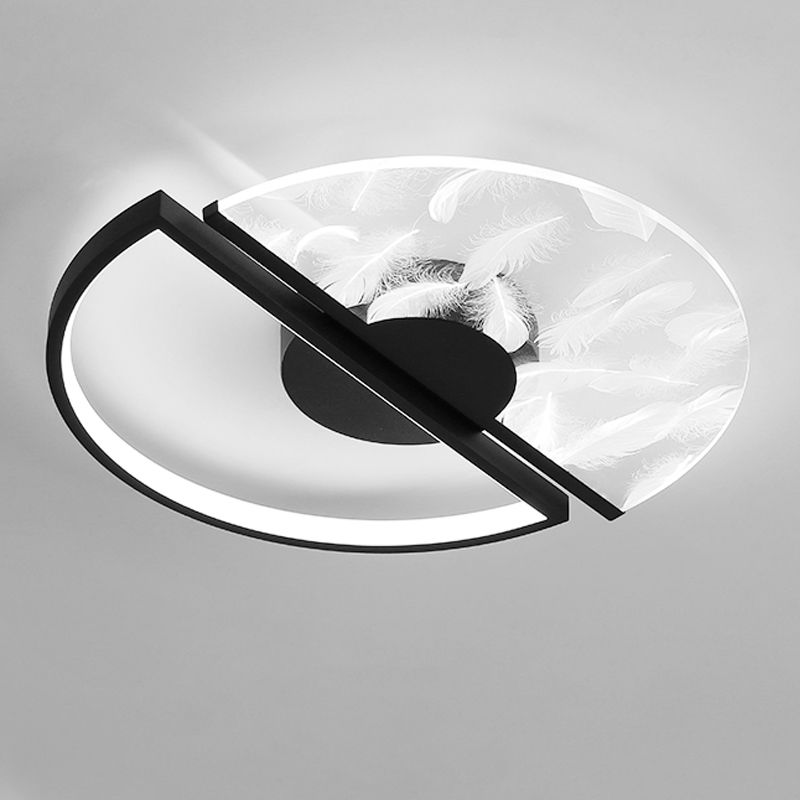 2 Light Circle Ceiling Lamp Modern Style Metal Ceiling Lighting for Living Room