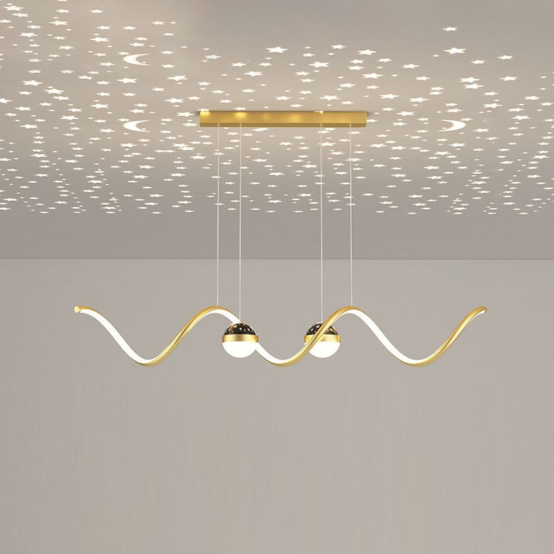 2 Ball Shade Kitchen Island Fixture Metal and Glass LED Pendant Fixture for Dining Room