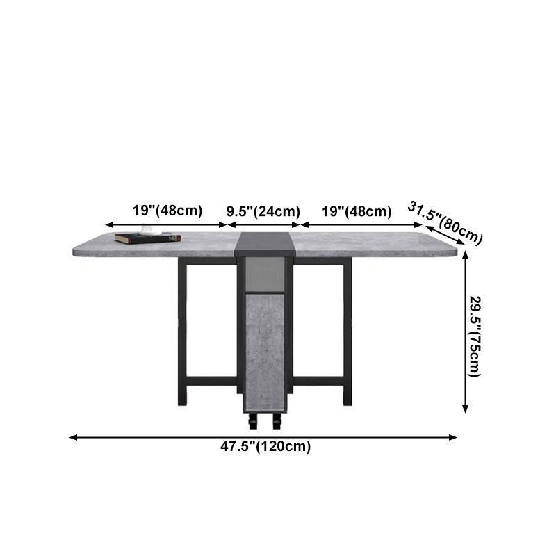 Moderne moderne rechthoekige eettafel drop-bladtafel met vaste houten basis met vaste houten basis