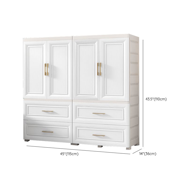 Contemporary White Storage Cabinet Bedroom Plastic Cabinet with Drawers