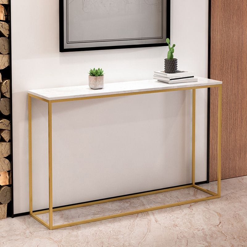 29.53" Tall Marble Console Table Modern Frame Base Accent Table for Hall