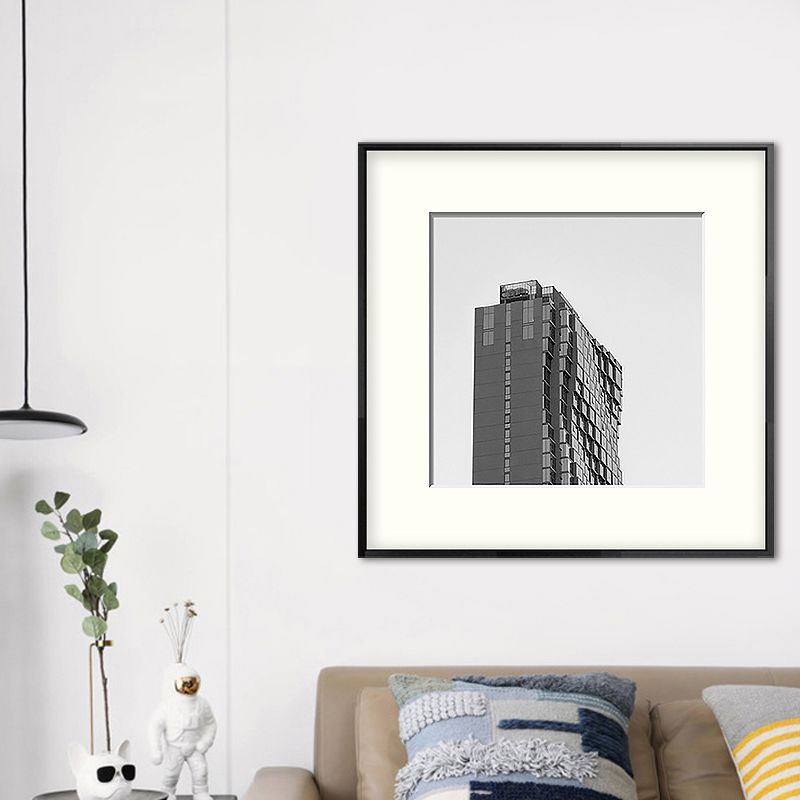 Top of Building Art Print Grey Canvas Square Wall Decor for Decorative, Multiple Sizes