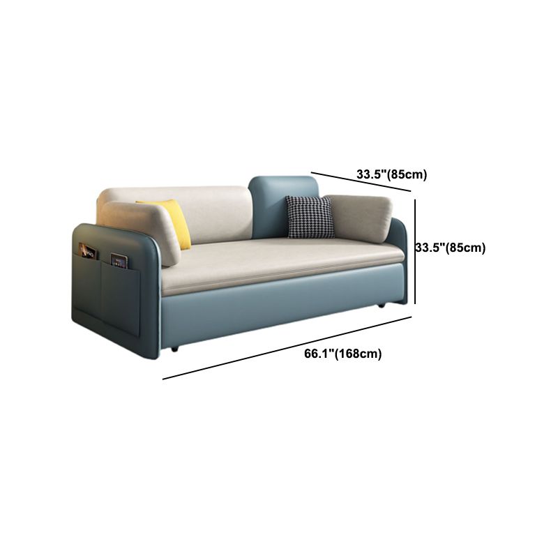 33.46" H Contemporary Faux Leather Square Arm Sofa Bed with Storage