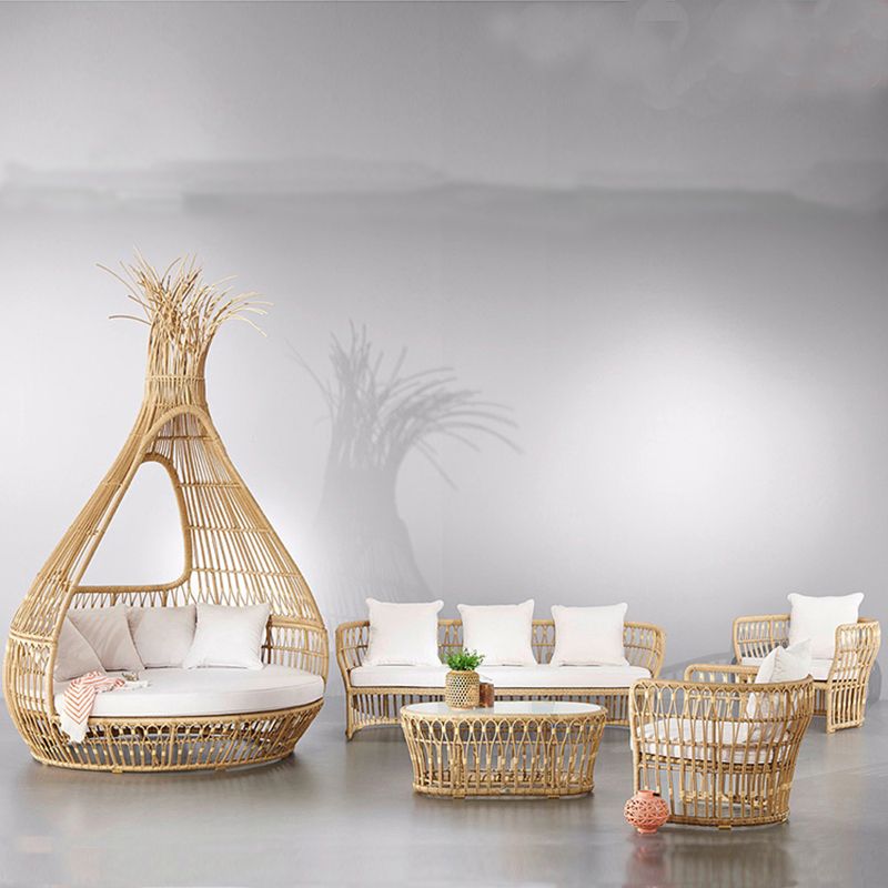 Arc Shape Outdoor Sofa Tropical Shape Willow Vine Seating in Wood