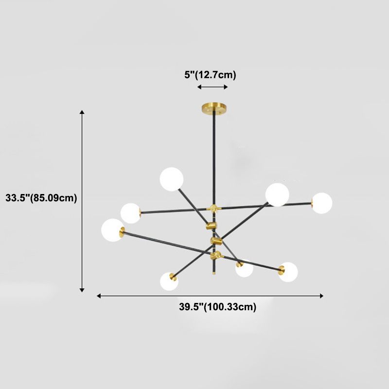 Lámpara de lámpara de suspensión industrial negro globo de vidrio múltiples luces colgantes de techo colgante