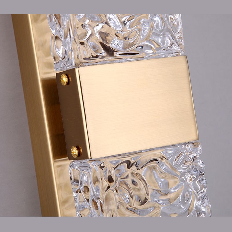 Gold Crystal Block Rectangular Wall Light Modern Wall Sconce for Living Room