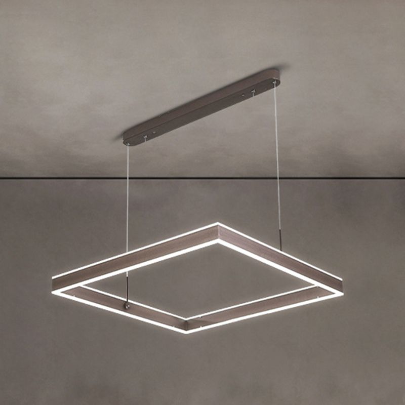 Minimalist Square Suspension Lamp Metal Multi-Layered LED Chandelier for Living Room