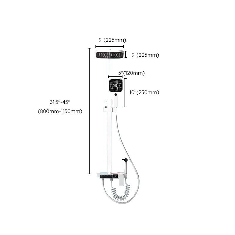 Modern Shower System Wall Mounted Rectangle Shower System with Hand Shower