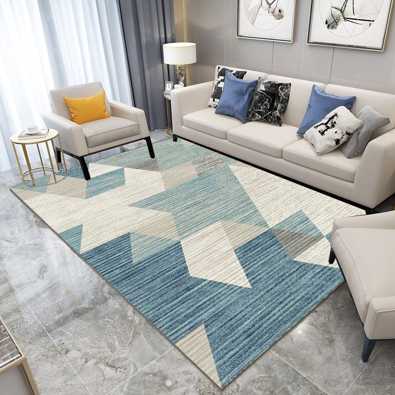 Apricot Geometric Indoor Rug Polyester Rug Minimalist Carpet Non-Split for Home Decoration