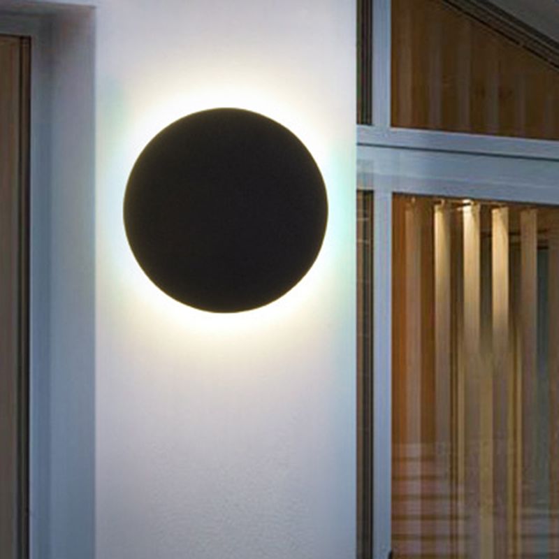 Round/Square Flush Mount Wall Lamp Minimalist Aluminum Hallway LED Sconce Light in Black