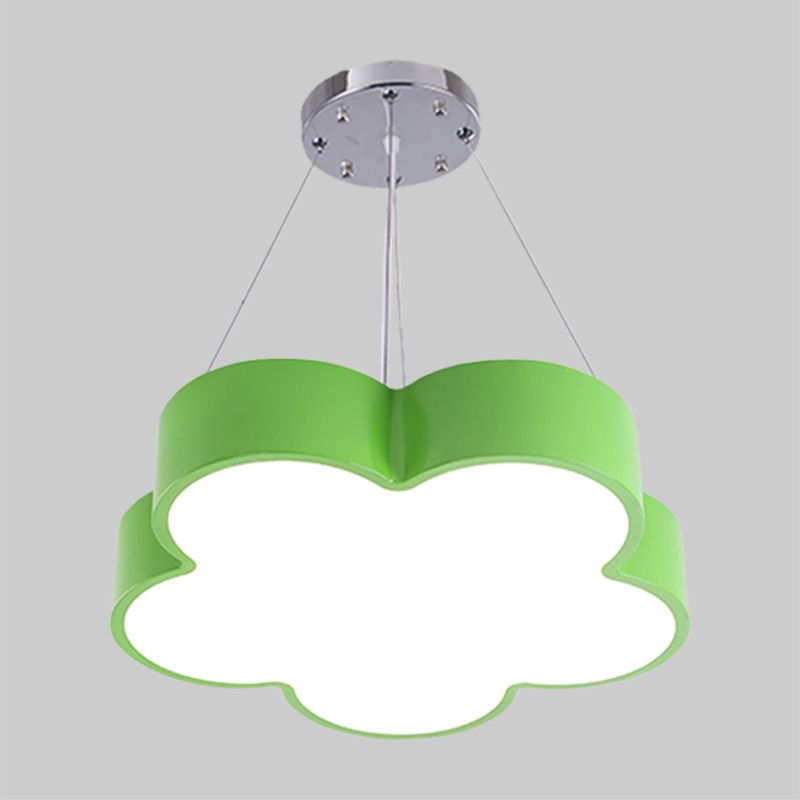 Kids LED Pendant Light Kit Yellow/Blue/Green Flower Chandelier Lamp Fixture with Acrylic Shade