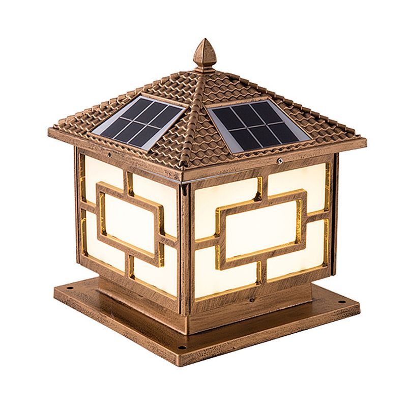 Modern Pillar Light Minimalist LED Solar Lighting Fixture with Acrylic Shade for Garden