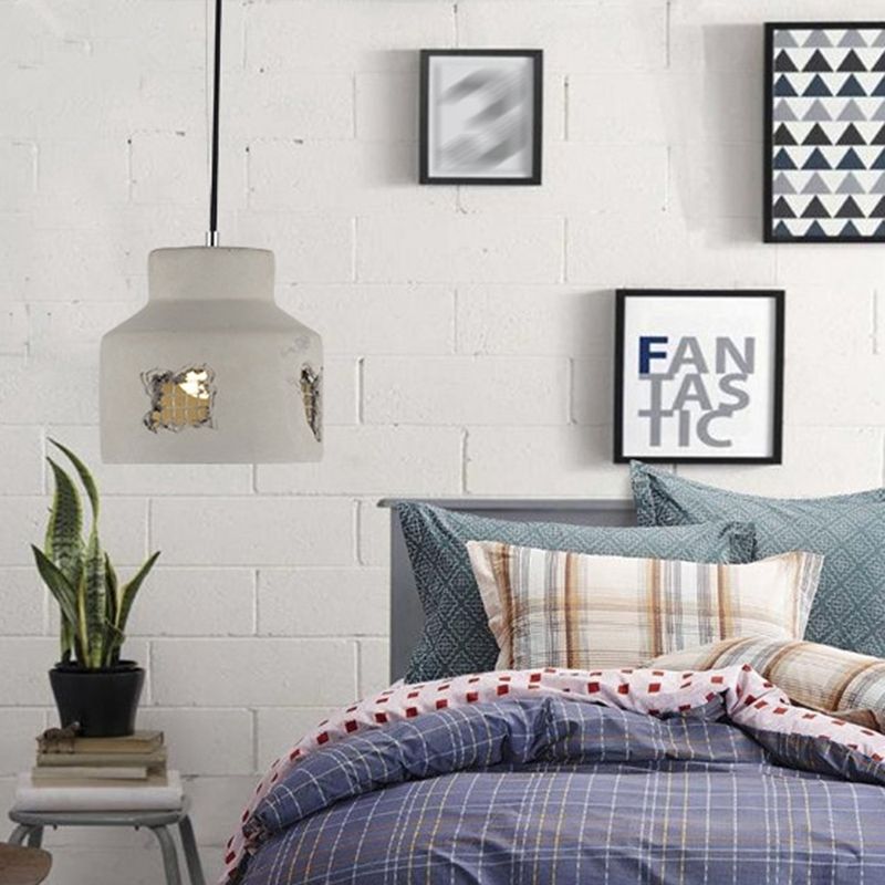 Gray Cement Hanging Light Fixtures Simplicity Suspension Pendant for Bedroom