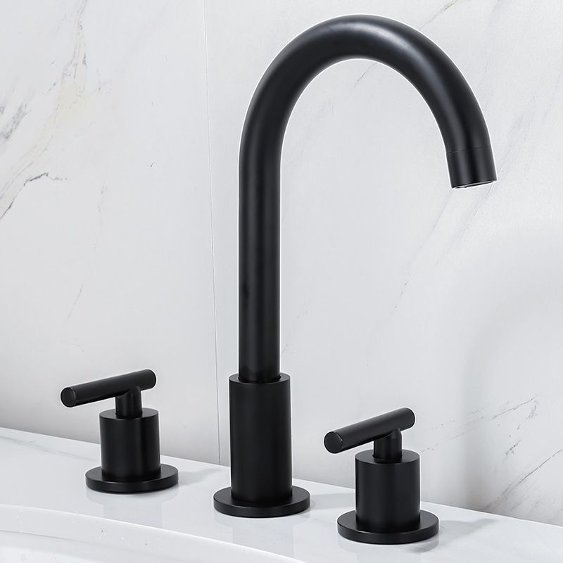 High-Arc Sink Faucet 3 Hole Lever Handle Bathroom Faucet with Water Hose