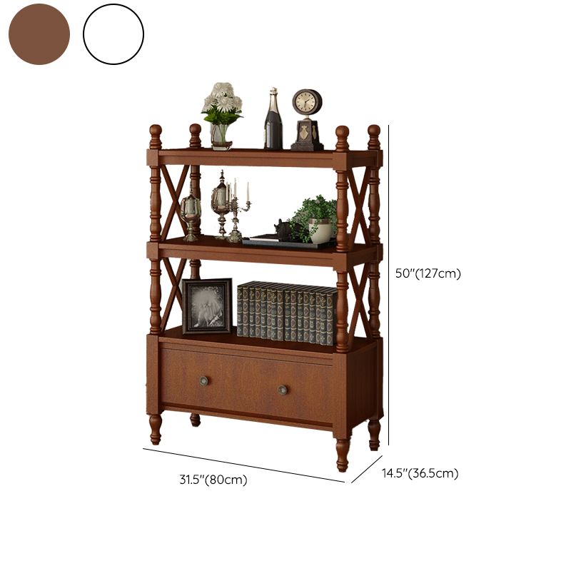 Contemporary Wooden Bookshelf Standard Closed Back Bookcase with 1 Drawer