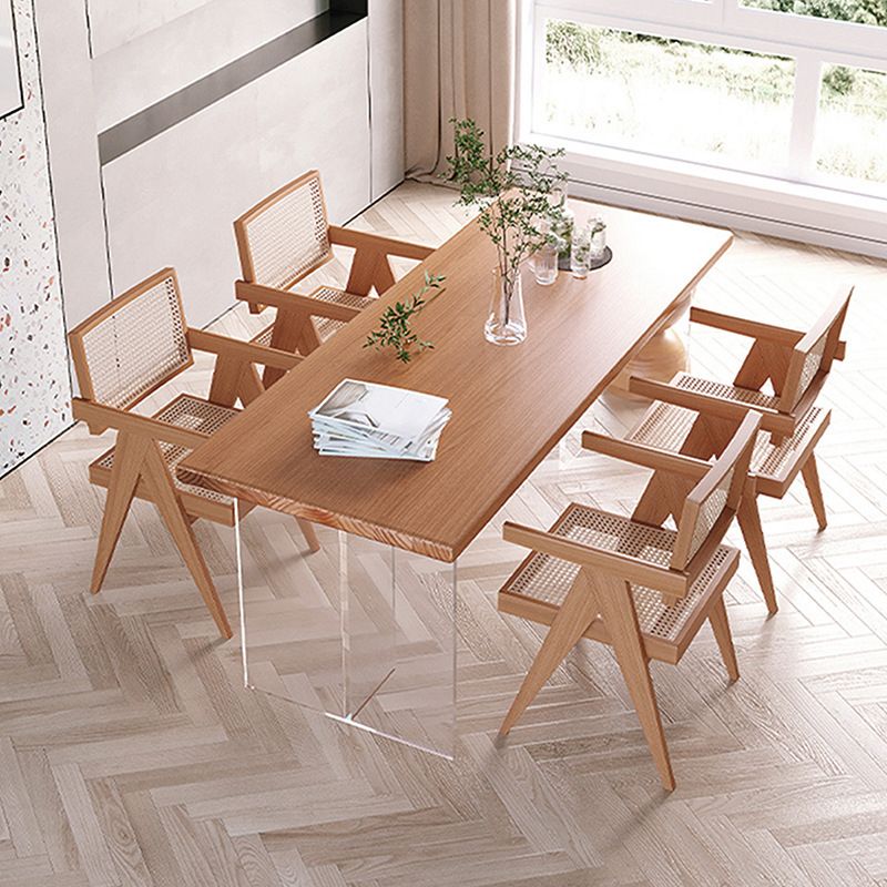 1/2/5 Pieces Rectangle Dining Set Modern Solid Wood Dining Table with Chairs