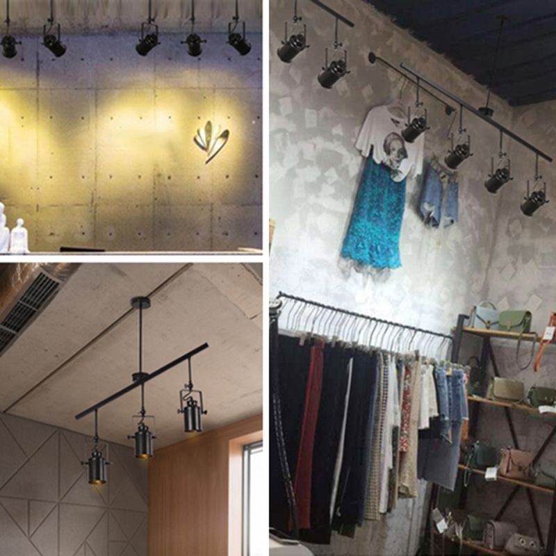 Industrial Style Iron Hanging Lamp Cylinder Shape Island Light Fixture for Bedroom