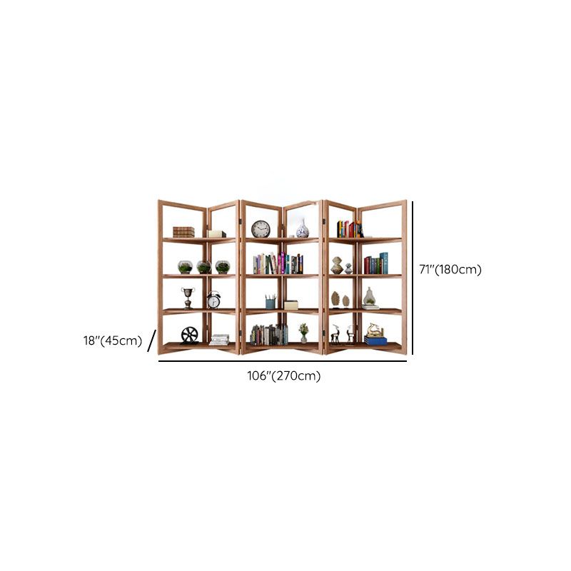 Open Back Folding Bookshelf Wood Contemporary Bookcase for Home