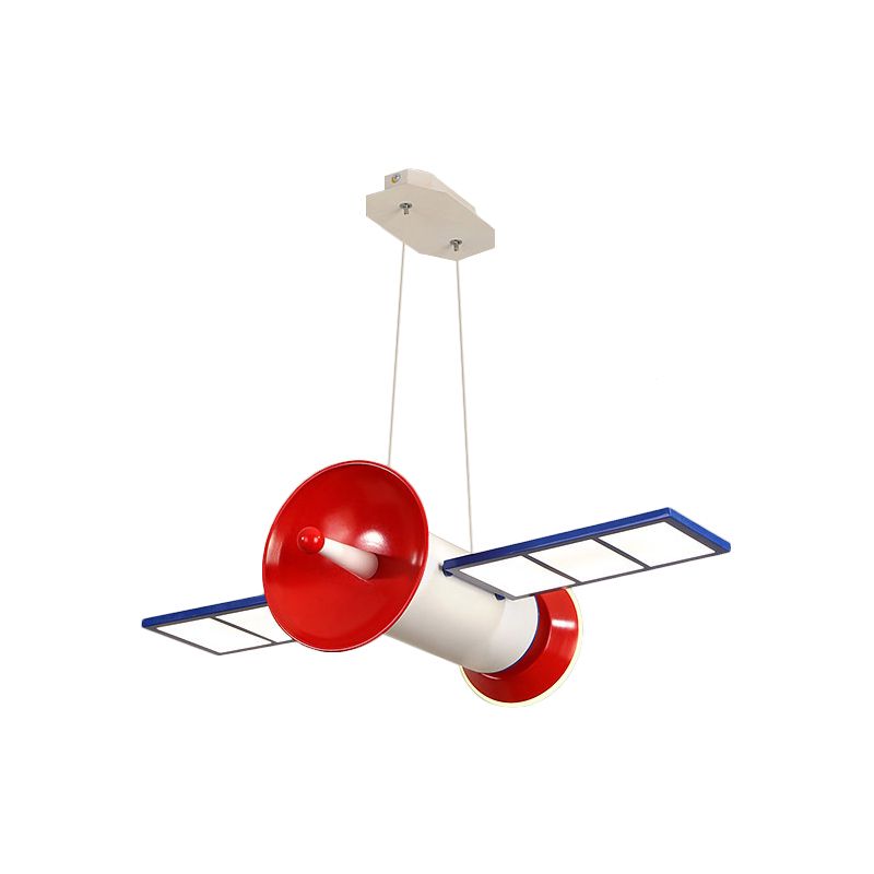 Satellite Shaped Chandelier Lamp Minimalist Acrylic Bedroom LED Hanging Light in Blue-Red