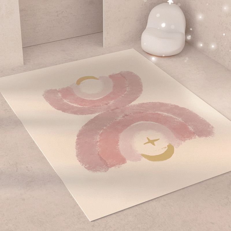 Artistical Modern Rug White Print Rug Non-Slip Backing Rug for Living Room