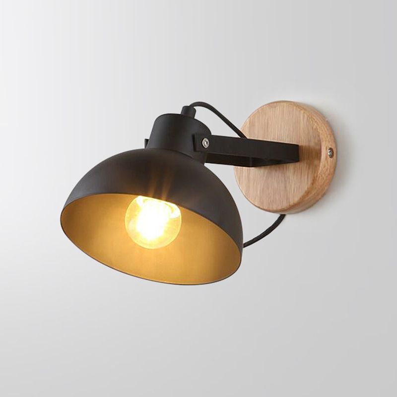 Dome Shape Wall Lighting Modern Style Metal 2 Lights Sconce Lamp in Black/White