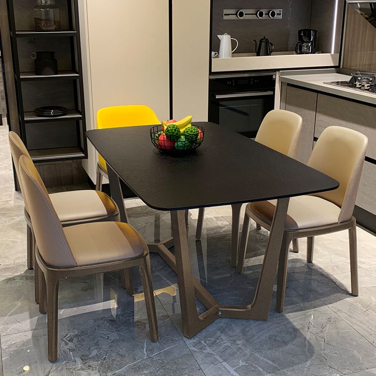 Rectangle Dining Table Sintered Stone Dining Table with Trestle Base