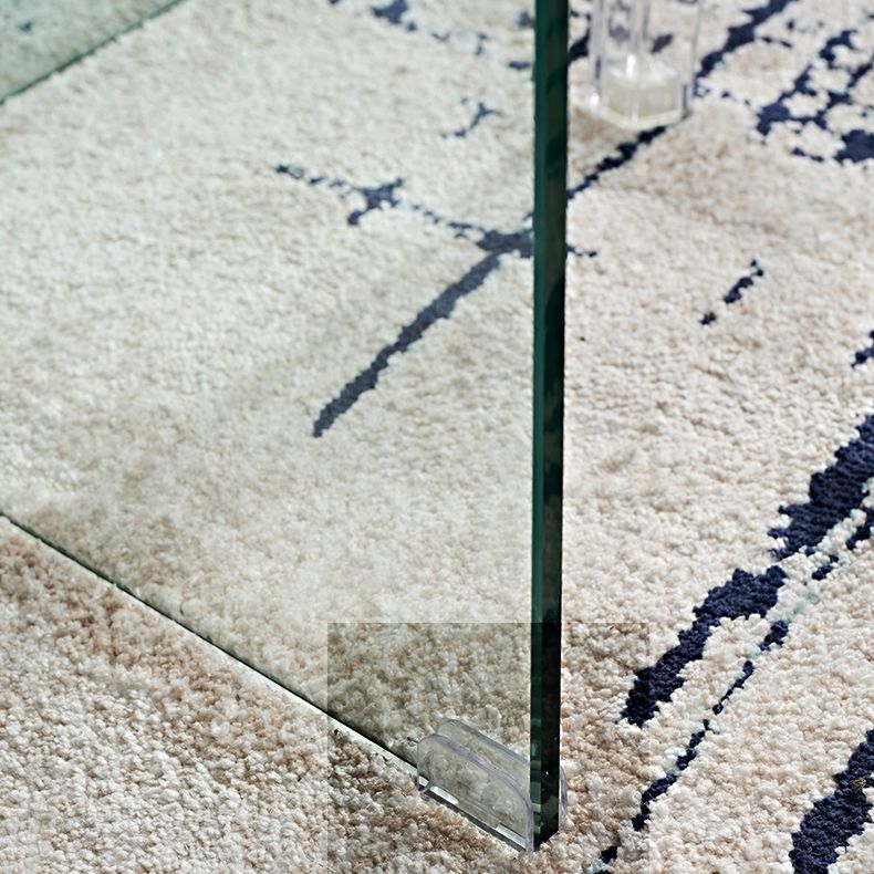 Modern Rectangle Glass Top Dining Table with Double Pedestal Base