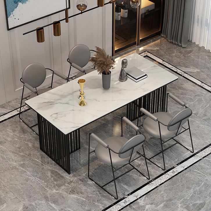 Rectangle Dining Table Traditional Luxury Dining Table with Iron Base