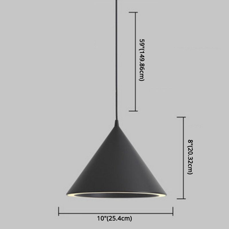 Conical Pendant Lighting Fixture Minimalist Style LED Metal Hanging Ceiling Light
