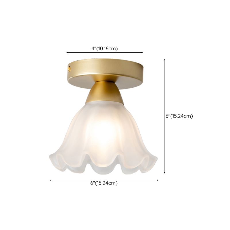 Flower Shape Glass Flush Light Modern Style 1 Light Flush Mount Ceiling Lights in Gold