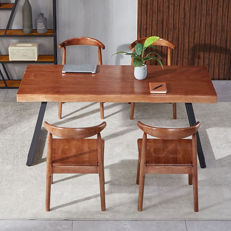 Solid Wood Industrial Dining Table Set 1/2/5/7 Pieces Brown Dinette Set for Home