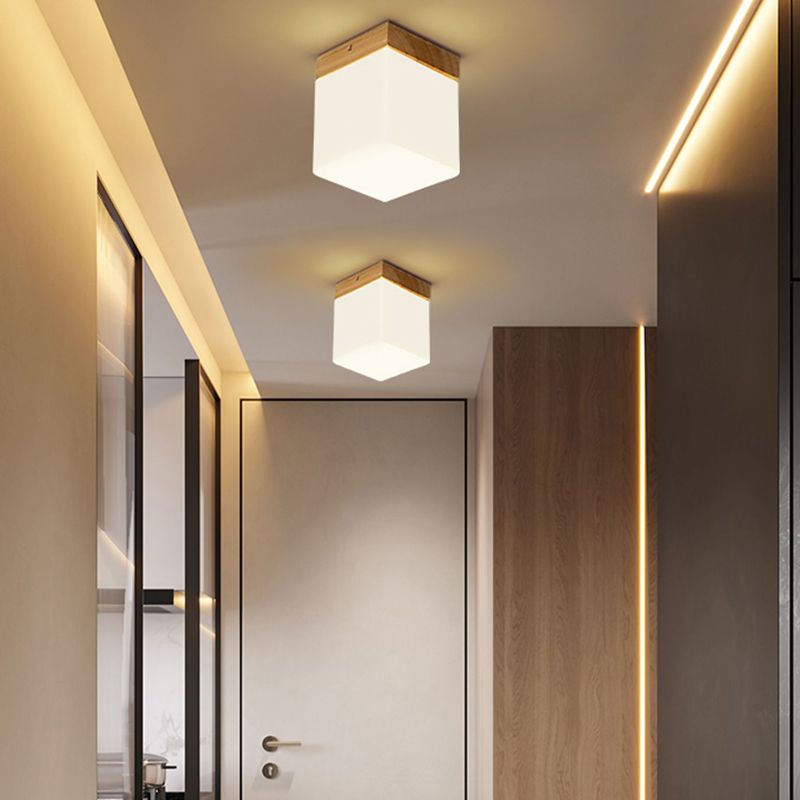 Modern Ceiling Light Wooden Flush Mount Ceiling Light Fixture for Bedroom