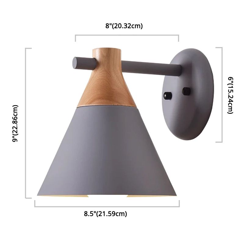 Macaroon Nordic Solid Wood Sconce Light Fixture Metal Wall Armed Sconce Lights