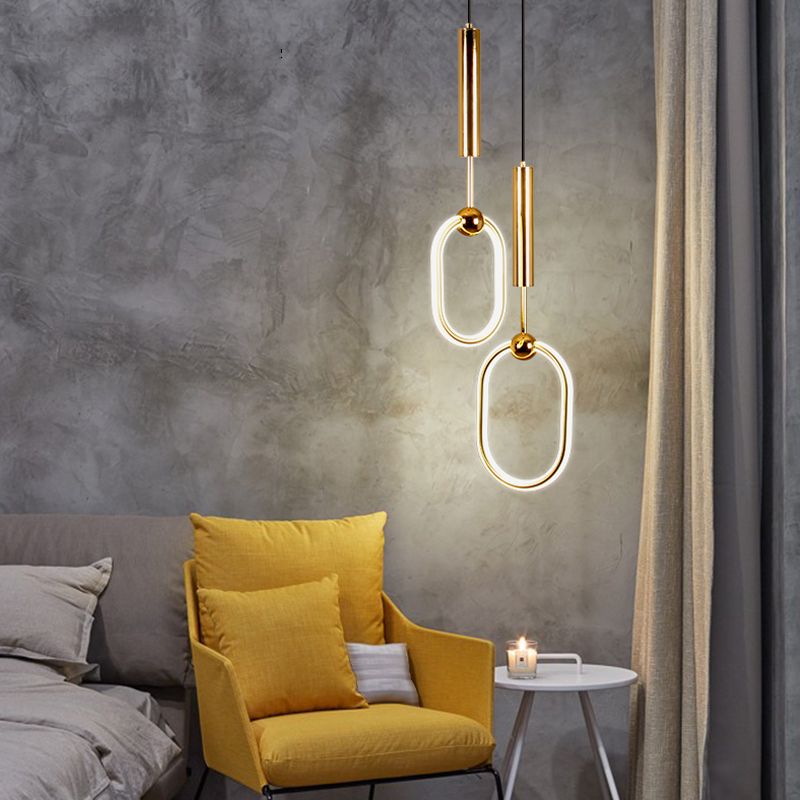 Métal Gold Metal Postmodern Pendant Light 1-Light Plafond plafond Light pour chambre à coucher