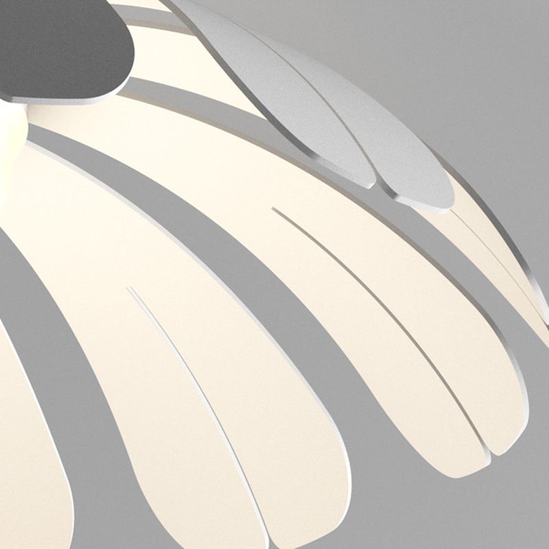 Metal and Acrylic Semi Flush in Black / White Flower Shape LED Ceiling Semi Flush