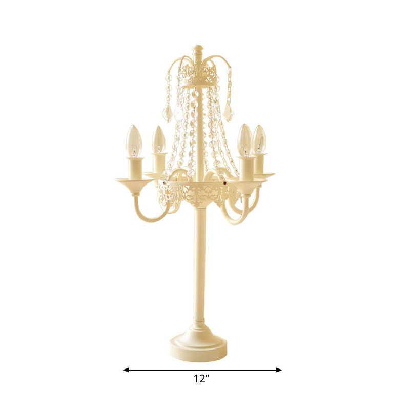 Lampada da tavolo a candela per soggiorno con lampada da tavolo in stile tradizionale in metallo con perline di cristallo trasparente