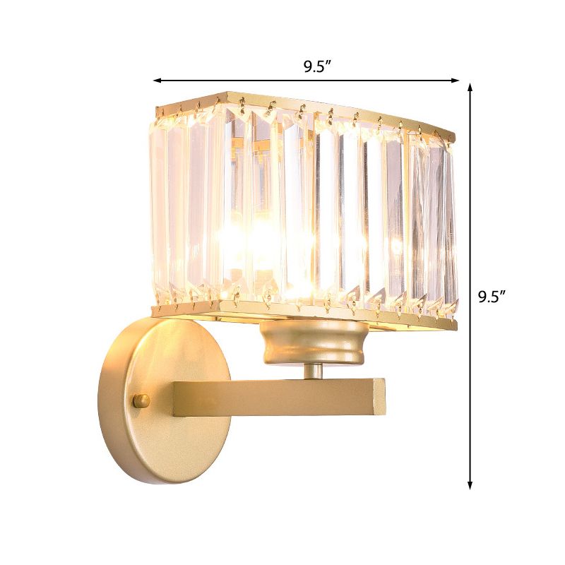 Rectangle Clear Crystal Wall Lamp Modernism 1 Light Gold Finish Wall Lighting Fixture for Corridor