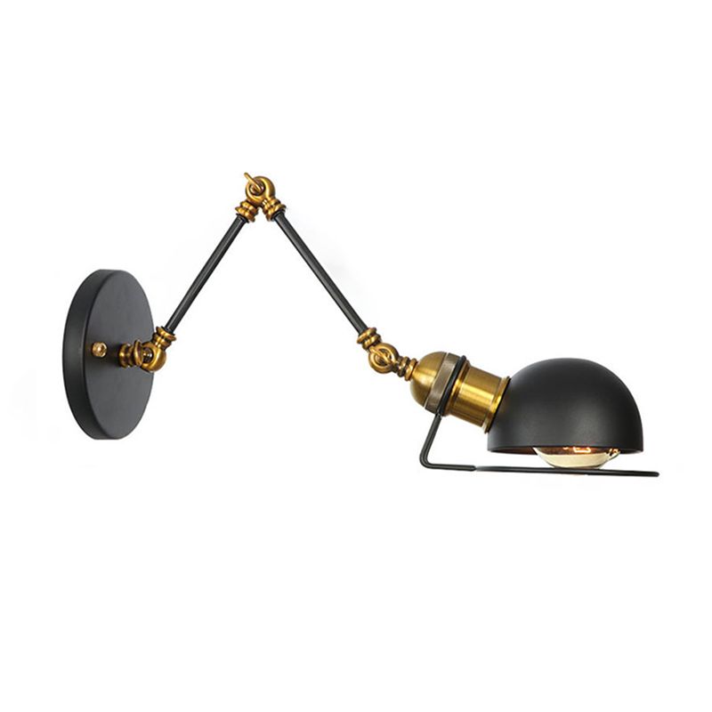Lampe murale du bras swing en métal vintage avec nuance de bol à 1 feu de style industriel.
