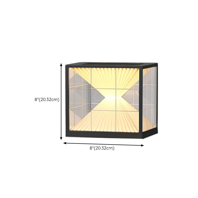 Metal Square Shape Outdoor Light Modern Style 1 Light Solar Pillar Light in Black