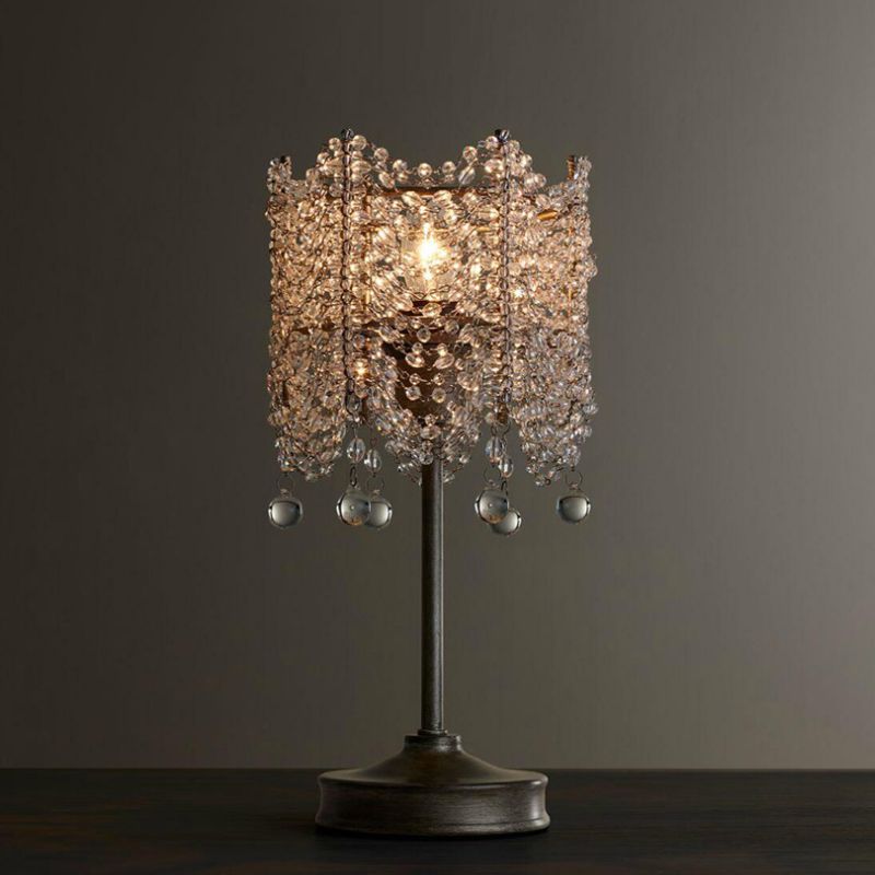 Éclairage de la table de brin de cristal hexagonal Traditionnel 1 Éclairage de table de chevet de chambre claire en argent / or
