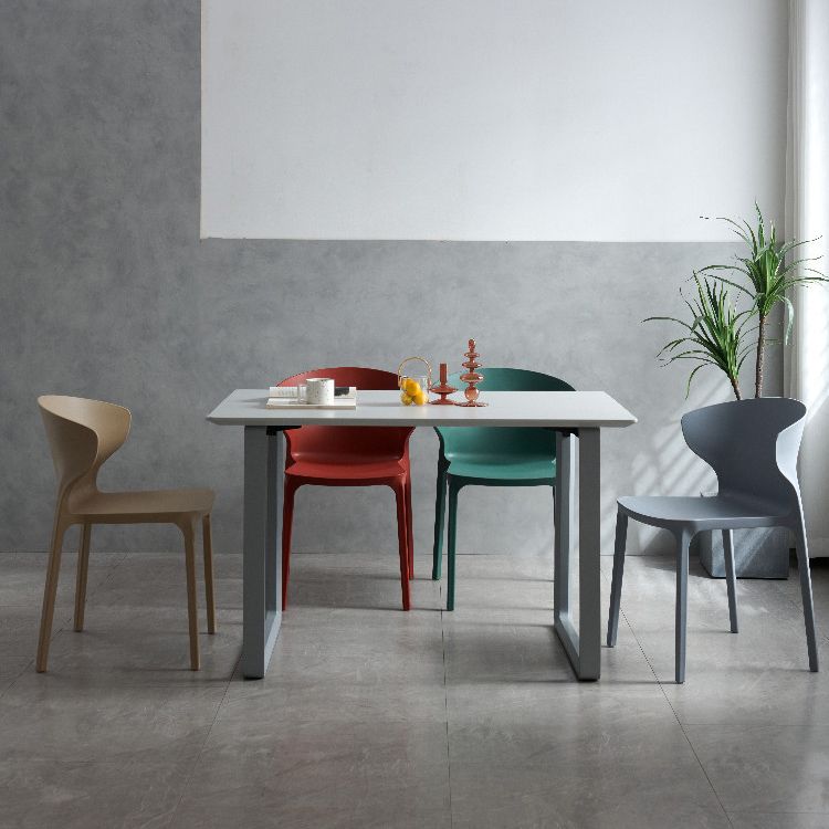 Scandinavian Style Plastic Dining Armless Chair Solid Back Side Chairs for Home Use