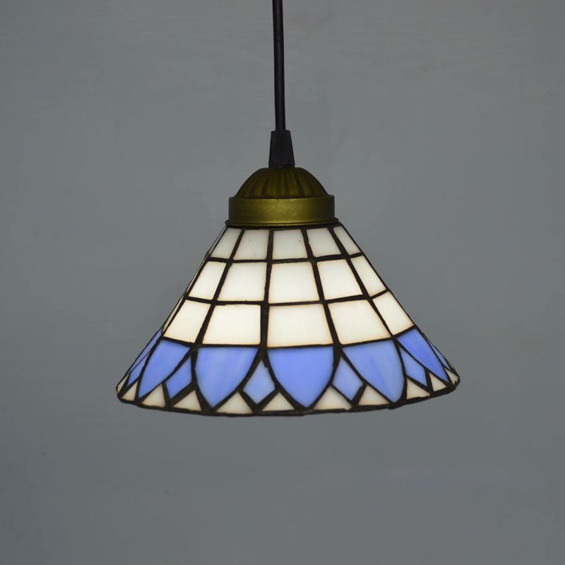 1 Light Pendant Lighting Mission Geometry Hand Cut Glass Hanging Light Fixture in Bronze