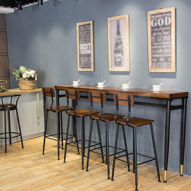 Rectangle Wood Top Counter Table Industrial 42-inch Metal 4 Legs Table for Dining Room